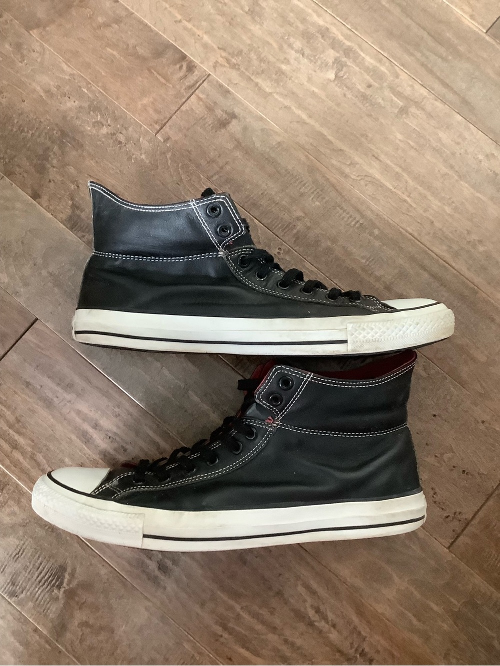 Converse Black High-Top Sneakers with Red Interior - Picture 3 of 9
